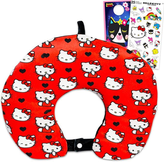 SANRIO Hello Kitty Travel Neck Pillow for Kids - Bundle with 13" Hello Kitty Neck Pillow Plus More | Hello Kitty Travel Ac...