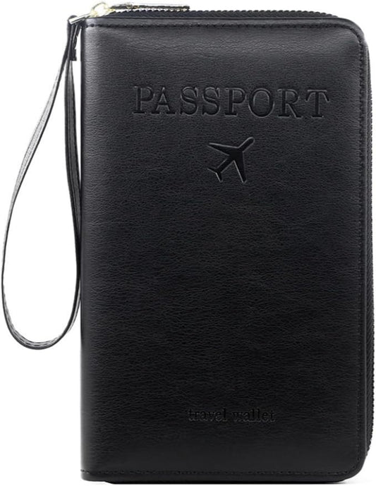 NQQNQQ S-11 RFID Blocking Passport Holder Travel Wallet, Slim Zipper Card Case with ID Window, Boarding Pass Slot & Credit...