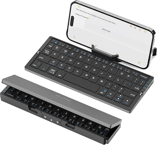 SIKAI CASE Foldable Bluetooth Keyboard with Magnetic Stand,Aluminum Alloy Mini Quiet Folding Portable Lightweight Travel R...