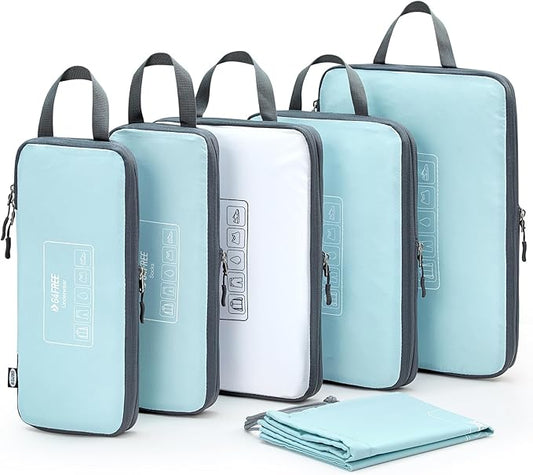 G4Free 6 Set Compression Packing Cubes, 3 sizes Travel Packing Organizers for Suitcases, Expandable Luggage Suitcase Stora...