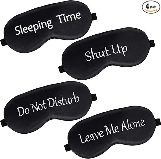 Geyoga 4 Pieces Funny Eye Mask for Sleep Soft Satin Eye Mask Blackout Blindfold with Adjustable Strap Silk Cover Out Light...