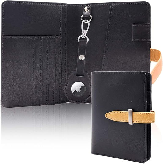 Deziliao Passport wallets, Mulit-purpose RFID Blocking Passport Holder AirTag Wallet, Travel Wallet（Black）