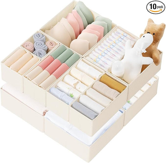Criusia Drawer Organizer Clothes, 10 Pack Dresser Organizer for Baby Clothes, Underwear, Sock- Foldable Closet Organizatio...