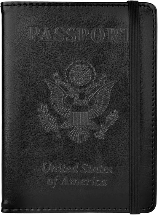 Passport Holder for Travel, Leather Passport Holder RFID Blocking Passport Cover Wallet Passport Case with Pen Holder Pass...