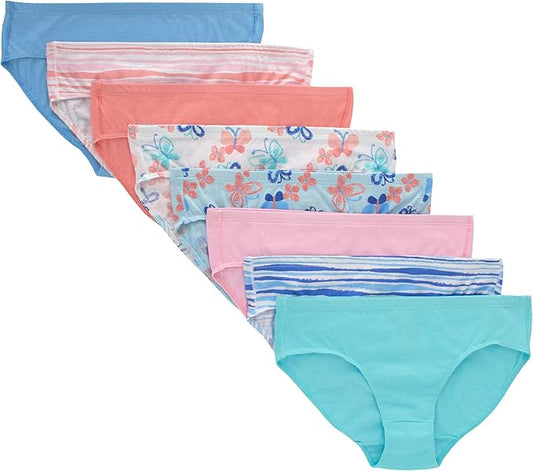 Hanes girls Organic Underwear, Brief & Hipster, Toddler & Girl Sizes, Pure Comfort Organic 100% Cotton Panties, 8-pack