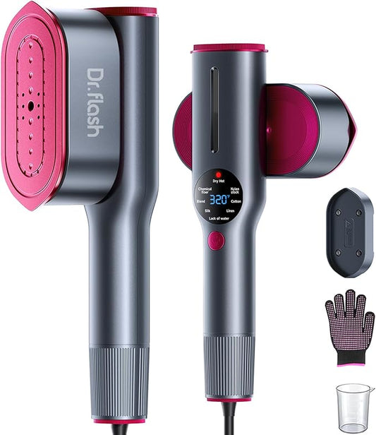 DRFLASH 2-in-1 Steamer & Iron for Clothes,15s Fast Heat-up 1200W Portable Handheld Garment Steamer,Travel Size with Large ...