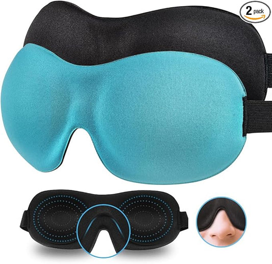 AMAZKER Sleep Mask for Side Sleeper 2 Pack, 3D Contoured Cup Sleeping Mask & Blindfold, Concave Molded Night Sleep Mask, B...