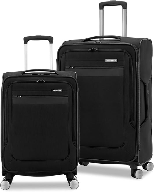 Samsonite Ascella 3.0 Softside Expandable Luggage with Spinners, Black, 2PC SET (Carry-on/Medium)