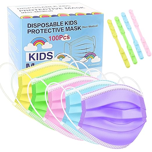 Rasav Kids Disposable Face Masks 100Pcs,3 Ply Kids Masks Disposable Breathable Colorful Cute Face masks for Children, Girl...