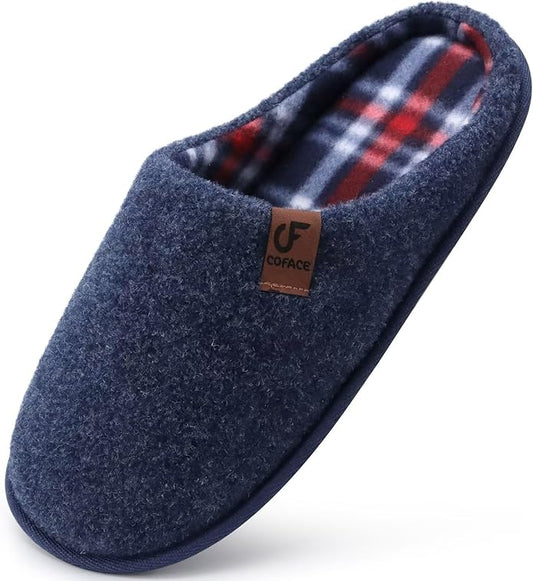 COFACE Unisex Mens Womens Cozy Memory Foam Scuff Slippers Casual Slip On Warm House Shoes Indoor/Outdoor Felt Sandal Slipp...