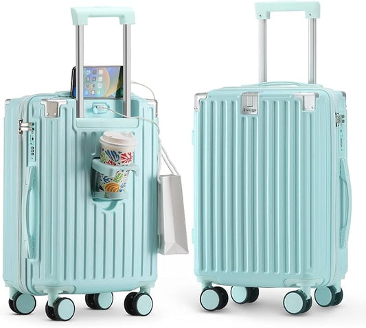 20 Inch Carry on Luggage Carry-on with Cup Holder & USB Port, Luggage with Airline Approved TSA Lock, Softside Lightweight...