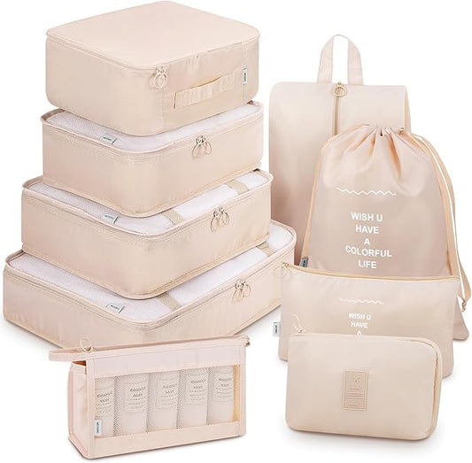 Mossio 9 Set Packing Cubes with Shoe Bag & Electronics Bag - Luggage Organizers Suitcase Travel Accessories