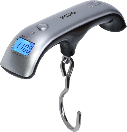 American Weigh Scales Digital Hanging Luggage Scale for Traveling or Weighing Suitcases, Backlit LCD Screen 110lbs x 0.2lb...