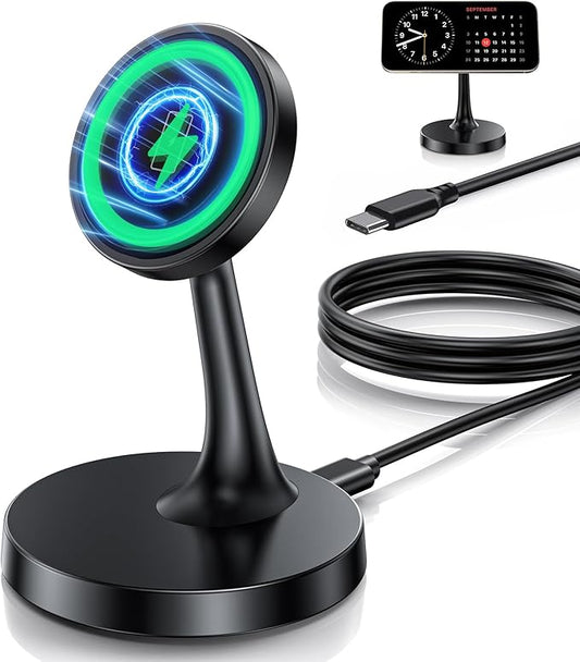 Magnetic Wireless Charger iPhone Stand 15W Fast Mag-Safe Charger for iPhone 17/17 Pro/17 Air/17 Pro Max 16/15/14/13/12 Ser...