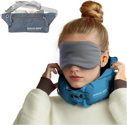 ZugBie Inflatable Travel Pillow for Airplane, Inflatable Neck Pillow Airplane Pillow for Travel Office Nap Neck Support, B...