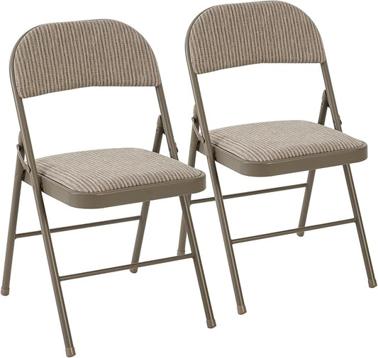 DUMOS 2 Pack Folding Chairs with Padded Cushion and Back - Fabric Stackable Portable Dining Chiars Set, for Home and Offic...