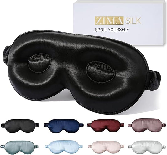 ZIMASILK Adjustable 22 Momme 100% Pure Mulberry Silk Sleep Mask, 3D Contoured Cup Eye Mask for Sleeping, Super Soft Breath...