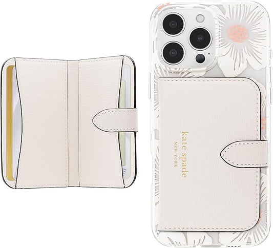 kate spade new york Morgan Magnetic Phone Wallet/Card Holder - Compatible with MagSafe Phones and Cases - Cream