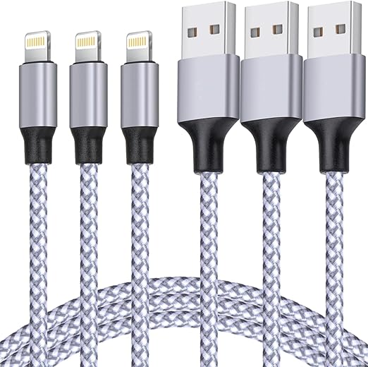 TAKAGI for iPhone Charger, [MFi Certified] Lightning Cable 3PACK 6FT Nylon Braided USB Charging Cable High Speed Transfer ...