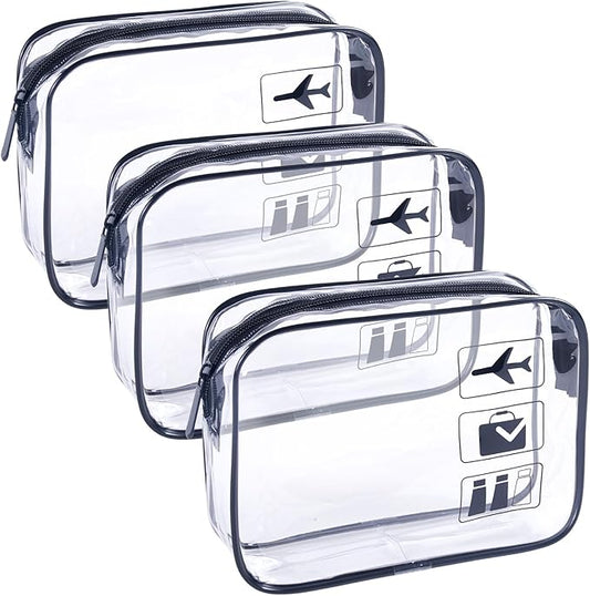 TREALDATE TSA Approved Toiletry Bag 3Pcs - 3 Pack Clear Travel Bags for Toiletries, Carry on Airport Airline Compliant Ba...