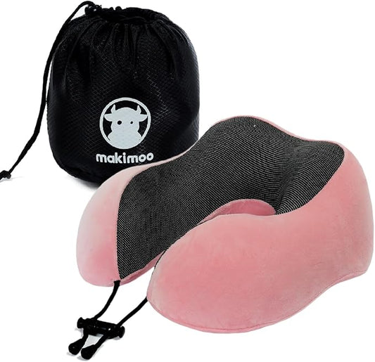 Makimoo Memory Foam Travel Pillow, Neck Pillow with 360-Degree Head Support, Comfortable and Lightweight, Ideal for Sleepi...
