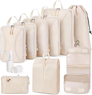 Compression Packing Cubes 10 Sets, Packing Organizers, Extensible Suitcase Organiser Bags, Travel Organizer Cubes for Trav...