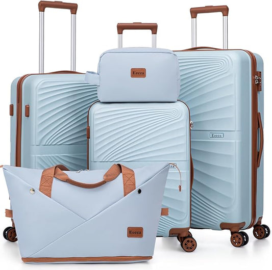 Eeeza Luggage Sets 5 Piece, Suitcases with Wheels, ABS Hard Case Luggage with TSA Lock Spinner Wheels, Carry On Luggage Se...