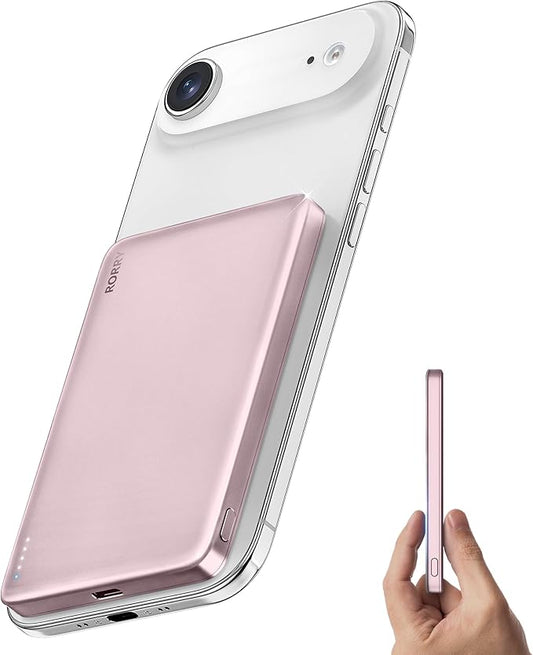 RORRY for Magsafe Portable Charger, [0.3" Ultra Slim] Magnetic Power Bank,[Alloy-Made] 5000mAh Wireless Portable Charger, ...