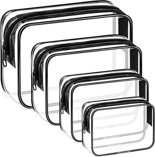 CHICAUP 4 Pieces Clear Cosmetic Bags Bulk TSA Approved Toiletry Bag for Travel PVC Waterproof Clear Makeup Pouch with Zipp...