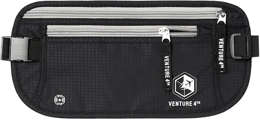 VENTURE 4TH Money Belt for Travel – Hidden Under-Clothes RFID Blocking Passport Holder & Slim Travel Wallet Pouch for Men...