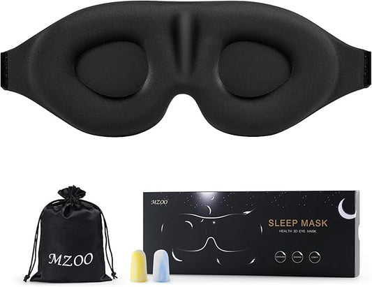 MZOO Luxury Sleep Eye Mask for Side Sleeper Men Women, Zero Eye Pressure 3D Sleeping Mask, Light Blocking Patented Design ...