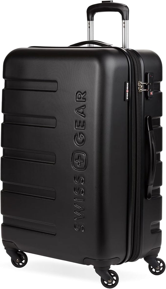 SwissGear 7366 Signature Hardside Expandable Luggage with Spinner Wheels, TSA Lock, Black, Checked-Medium 23-Inch