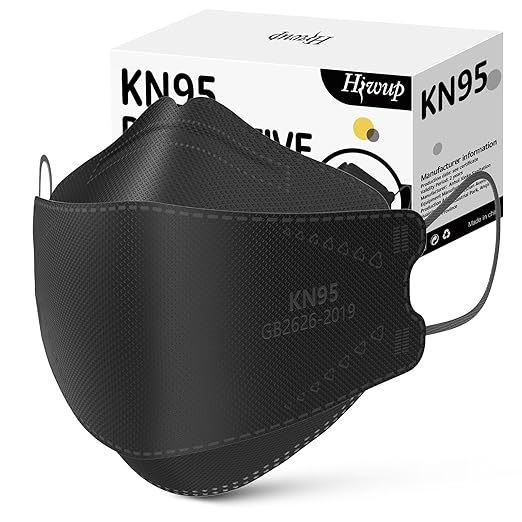 HIWUP KN95 Face Masks 50 Pack, Breathable Comfortable and Disposable KN95 Mask, Black