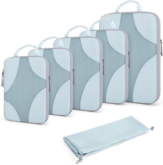 BAGSMART Hanging Compression Packing Cubes, 6 Set Large Suitcase Organizer Bags Set, Cruise Travel Essentials for Women