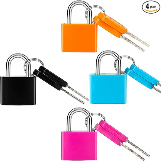 4 Pcs Suitcase Locks with Keys Multicolor Mini Keyed Padlock Febwind Metal Padlock Luggage Padlocks Plastic-Covered Copper...