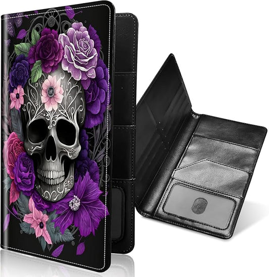 Purple Skull Passport Holder for Travel Essentials,Slim Travel Wallet RFID Blocking Card Case Cover Passport Cover,Passpor...