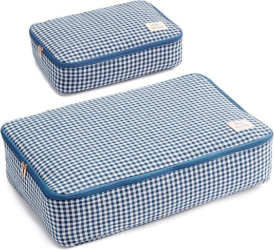 2 Set Packing Cubes for Travel, Lightweight Luggage Organizer Bags with Double-Layer Fabric (Blue)