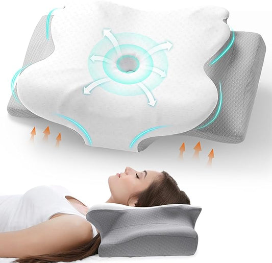 SereneCloud Cervical Pillow for Neck and Shoulder Support, Contour Memory Foam Pillow for Sleeping, Ergonomic Bed Pillow f...