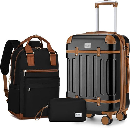 LARVENDER Luggage Sets 3 Piece Expandable Carry on Luggage 22x14x9 Airline Approved Hardshell Suitcase with Wheels TSA Loc...