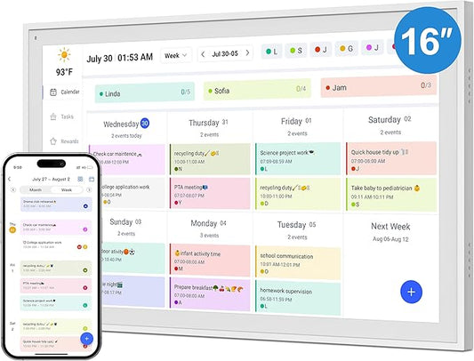Digital Calendar, Smart WiFi Electronic Calendar&Chore Chart, IPS Touch Screen HD Display for Family Schedules, Share Mome...