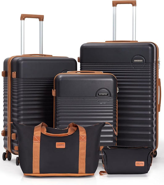 CONCEPTEN Luggage Sets 5 Piece, Suitcases with Wheels, Hardshell Suitcase Set, ABS Carry on Luggage Set with TSA Lock, Tra...