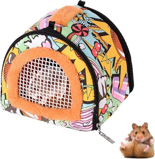 Hamiledyi Hamster Carrier Bag Gerbil Outgoing Travel Pouch Sugar Glider Breathable Carrying Strap with Zipper Suitable for...