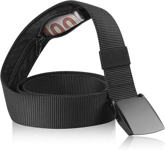 Money Belt- Travel Security Money Belt with Secret Compartment, Anti-Theft Nylon Hidden Money Pouch with Zinc Alloy Buckle...