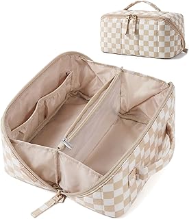 BAGSMART Travel Makeup Bag for Women, Portable Water-resistant Cosmetic Case, Puffy Padded Make Up Organizer Pouch, Open F...