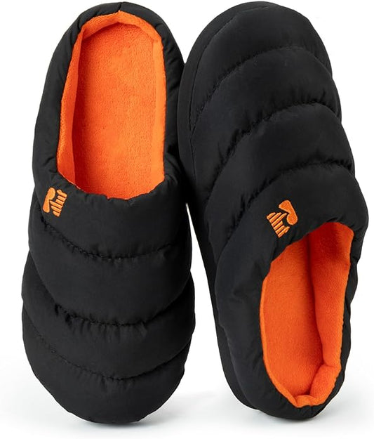 RockDove Mens Campground Puffer Slippers Memory Foam Cozy Warm Indoor House Shoes Non Slip Machine Washable Gift Ready