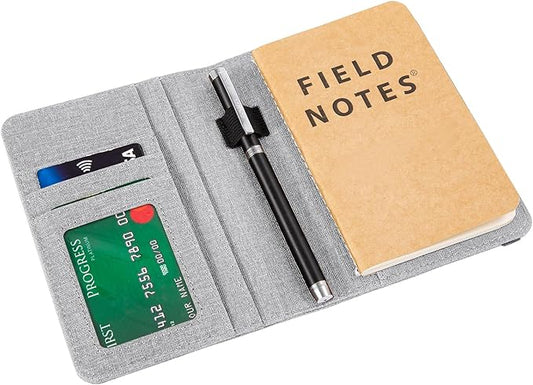 Notebook Cover with Waterproof Cloth,Field Notes Cover,Waterproof Organizer with Pen Loop Holder and Card Slots,Travel Jou...