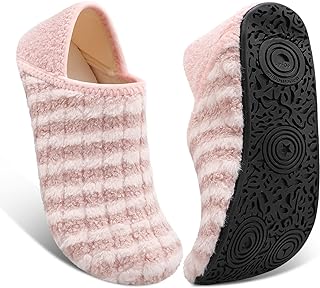 Fires Womens Mens Slippers with Rubber Sole Soft-Lightweight House Slipper Socks Around House Shoes Non Slip Indoor/Outdoor