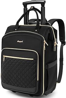 Rolling Backpack for Women, Travel Backpack with Wheels, Vertical Storage Wheeled Laptop Backpack, Overnight Underseat Car...