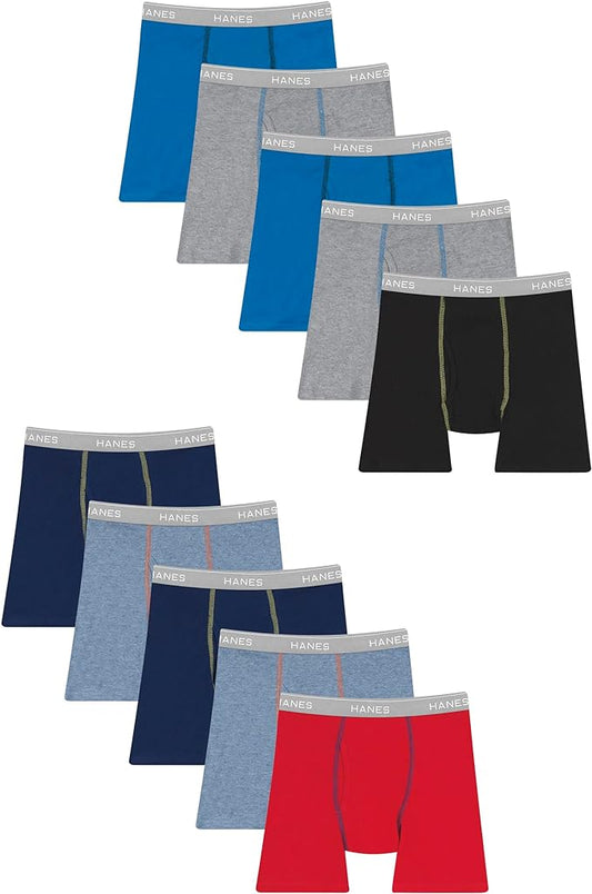 Hanes Boys' Underwear, Boxer Briefs for Boys and Toddlers, Soft Cotton, 7 and 10 Packs