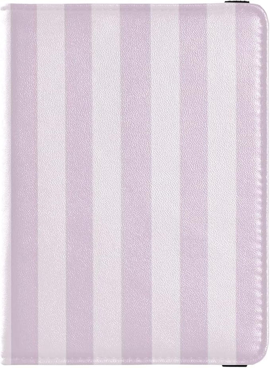 Purple Vertical Stripes Leather Passport and Vaccine Card Wallet Combo Travel Documents Organizer Protector Passport Holde...